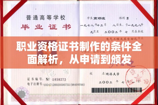 汕尾职业资格证书制作的条件全面解析，从申请到颁发